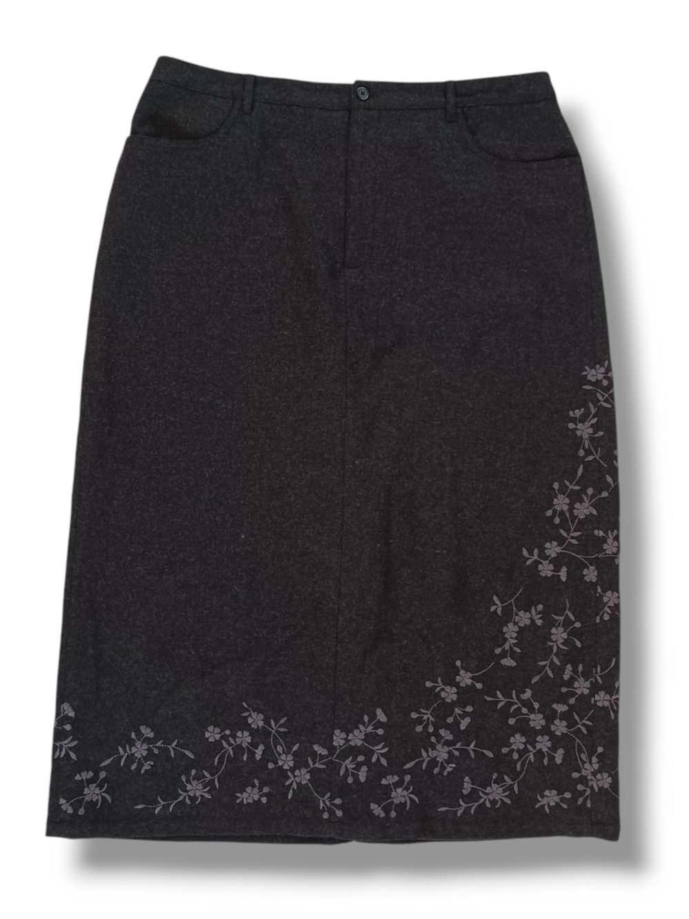 Eddie Bauer Women's Maxi Skirt Gray Wool Blend Modest Back Slit Plus Size 18 P